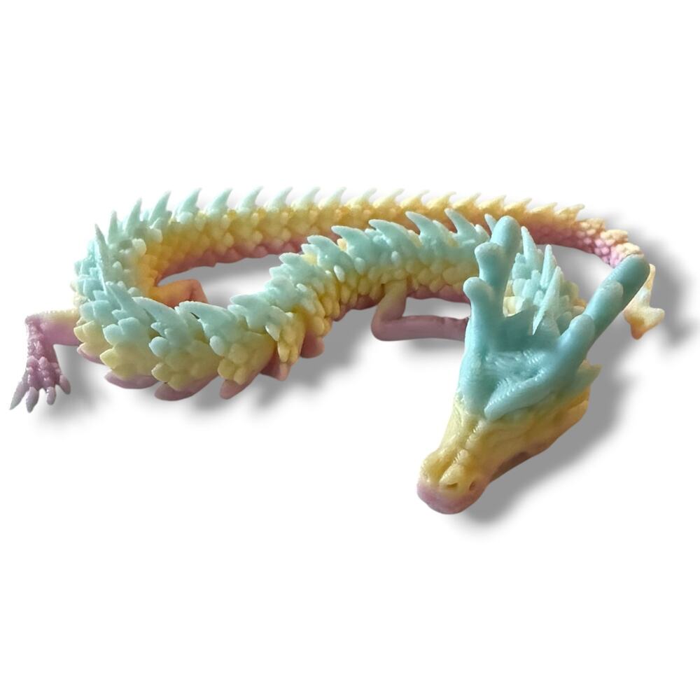 Horned Dragon 3D Printed Pastel Rainbow Multicolor NEW